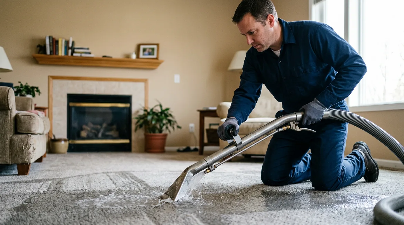 Water damage restoration technician working near Sanford, TX